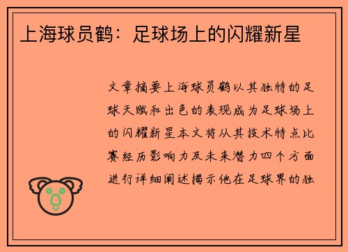 上海球员鹤：足球场上的闪耀新星
